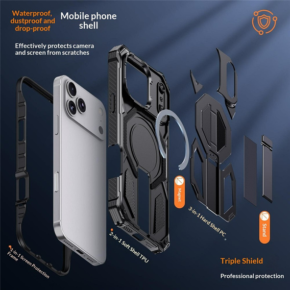 MagSafe-compatible protective case with stand for iPhone 17 Pro Max