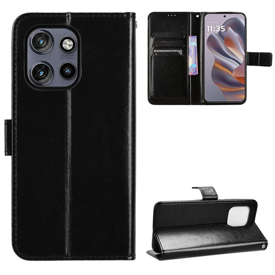 Flip case for Motorola Edge 50 Neo / Motorola ThinkPhone 25, Crazy Horse Wallet, black