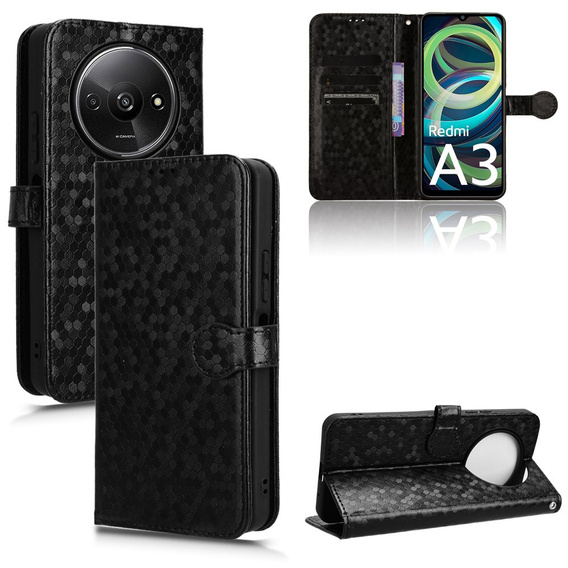 Flip case for Xiaomi Redmi A3, Wallet Rhombus, black