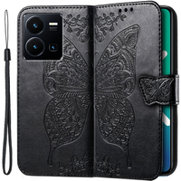 Flip case for Vivo Y35 4G, Butterfly, black