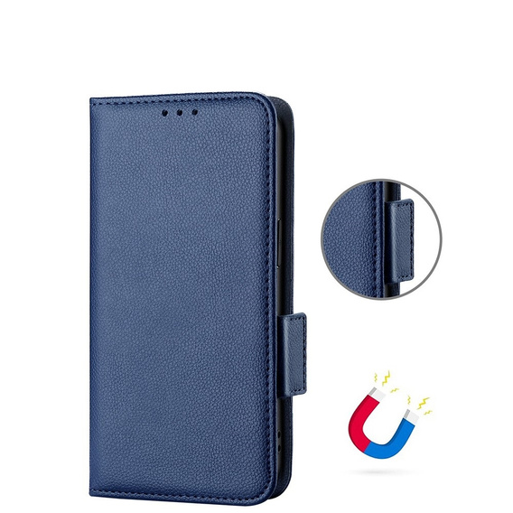 Flip case for Cat S75 5G, Wallet Litchi Magnet, dark blue