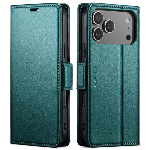 ERBORD Glossy Litchi - wallet case with flap for iPhone 17 Pro Max