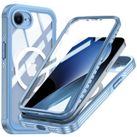 Case for iPhone 16E, Shockproof, with glass, for MagSafe, blue
