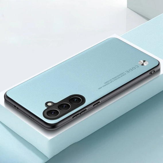 Leather case for Samsung Galaxy M55 5G, leather hybrid, light blue