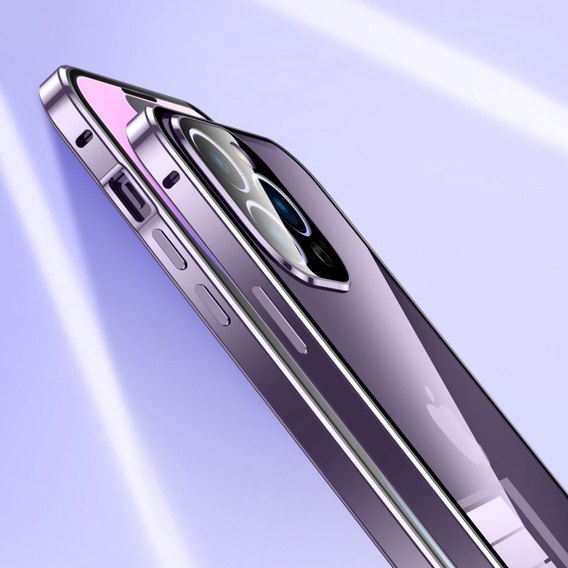 Case for iPhone 15 Pro Max, Magnetic Dual Glass, purple