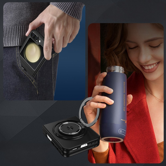 GKK case for Galaxy Z Flip 5 5G, Corners Dropproof MagSafe, clear / purple