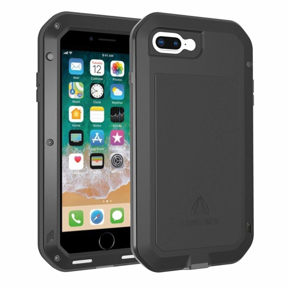 Love Mei Case for iPhone 8 Plus / 7 Plus, armored with glass, black
