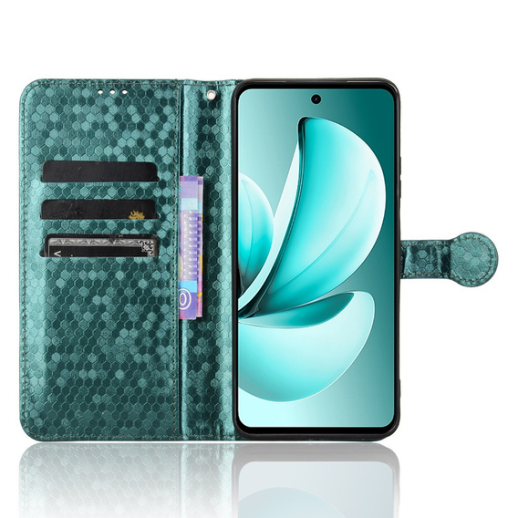 Flip case for Realme C71, Wallet Rhombus, green