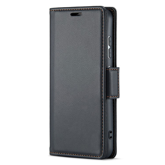 Case for Motorola Moto G24 Power, ERBORD Glossy Litchi, wallet with flap, black