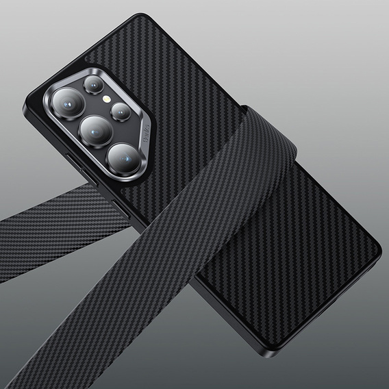 BENKS Kevlar Case for Samsung Galaxy S25 Ultra, for MagSafe, Carbon Fiber, black