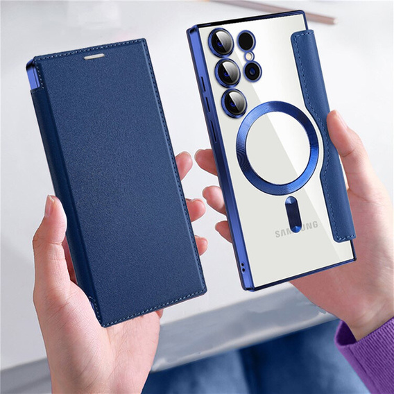 Flip case for Samsung Galaxy S24 Ultra, RFID Wallet MagSafe CamShield, dark blue