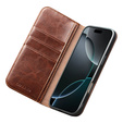 QIALINO Genuine Cow Leather flip case for iPhone 17 Pro Max, brown