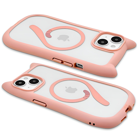 Case for iPhone 13 / iPhone 14, for MagSafe, Cute Cat, pink + Screen Glass