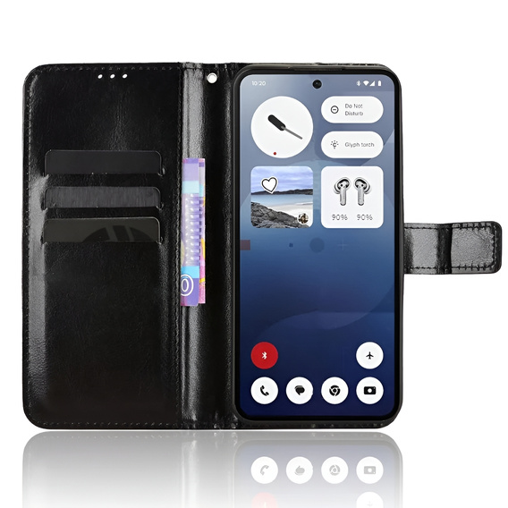 Flip case for Nothing Phone 3 5G, Crazy Horse Wallet, black