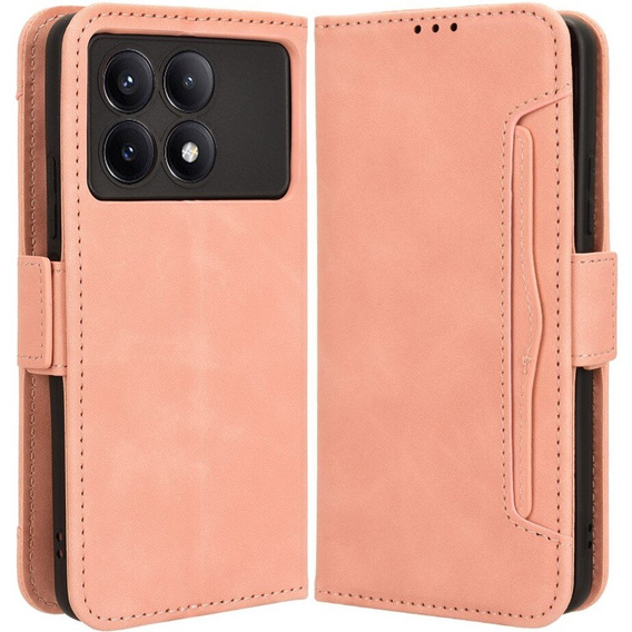 Flip case for Xiaomi Poco F6 Pro, Card Slot, pink