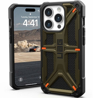 Case Urban Armor Gear for iPhone 15 Pro, Monarch, Kevlar green