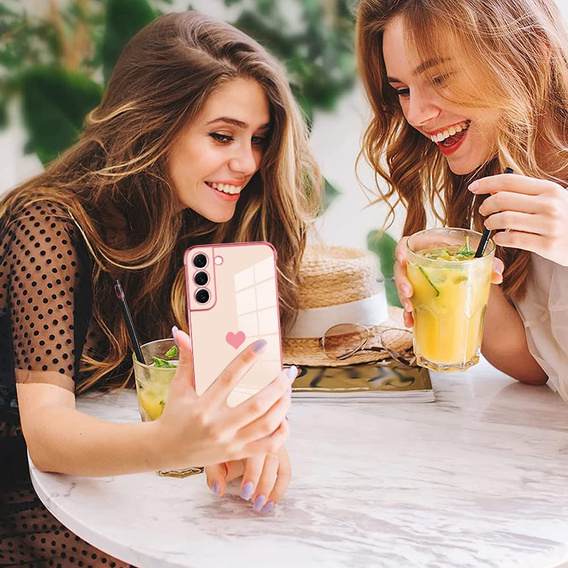 Case for Samsung Galaxy S22, Electro heart, pink rose gold