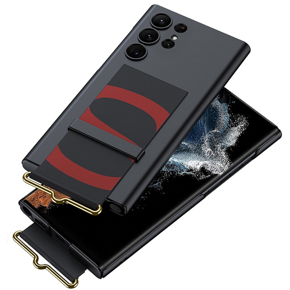 Case for Samsung Galaxy S23 Ultra, GKK Strap Case, black