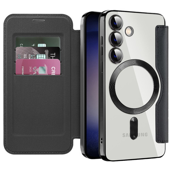 Flip case for Samsung Galaxy S24+ Plus, RFID Wallet MagSafe CamShield, black