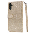 Flip case for Samsung Galaxy A56 5G, Wallet Zipper Pocket Glittery, gold