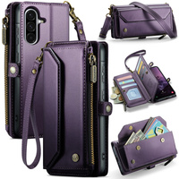 Case CASEME for Samsung Galaxy A56 5G, RFID Leather Wallet, with shoulder strap, purple