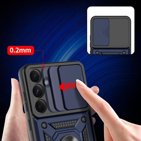 Armored Case for Samsung Galaxy A36, CamShield Slide, blue + Tempered Glass 9H
