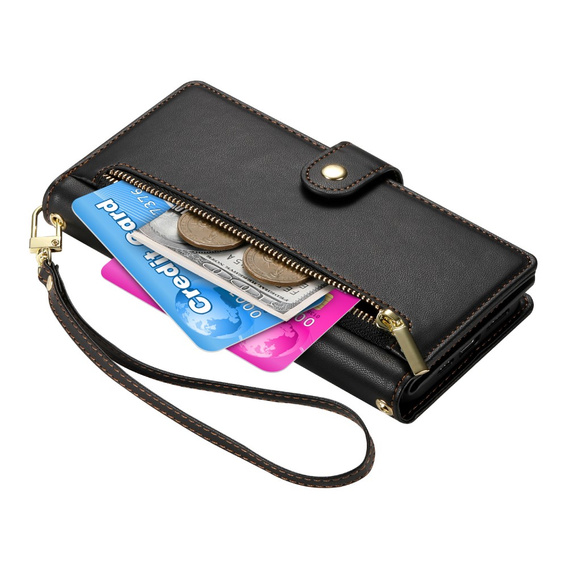Flip case for Oppo Reno 13F 5G, Wallet Zipper Pocket, black