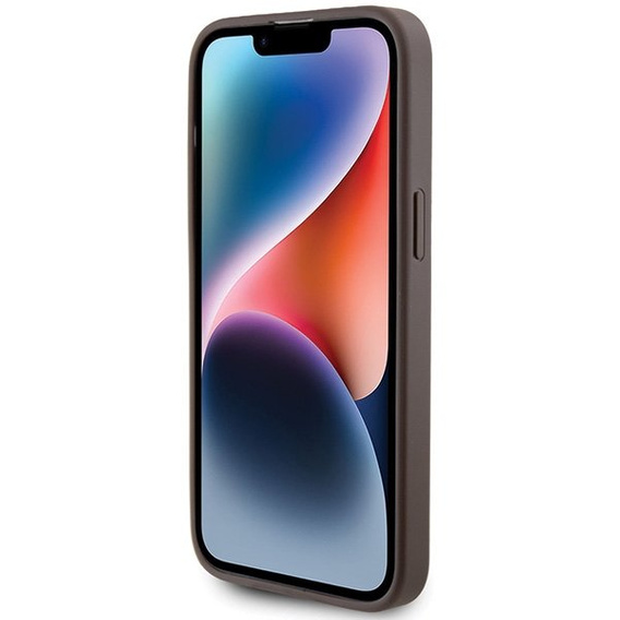 GUESS Case for iPhone 15 Pro Max, 4G Metal Gold Logo, brown