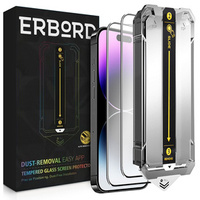 2x Tempered Glass for iPhone 14 Pro Max, ERBORD Easy App Full Screen Protector