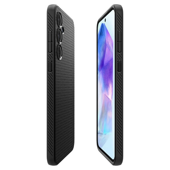 Spigen case for Samsung Galaxy A55 5G, Liquid Air, black + 9H Tempered Glass