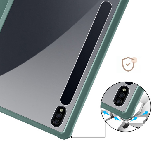 Case for Samsung Galaxy Tab S7 Plus / Tab S7 FE, Smartcase Hybrid, with stylus space, green