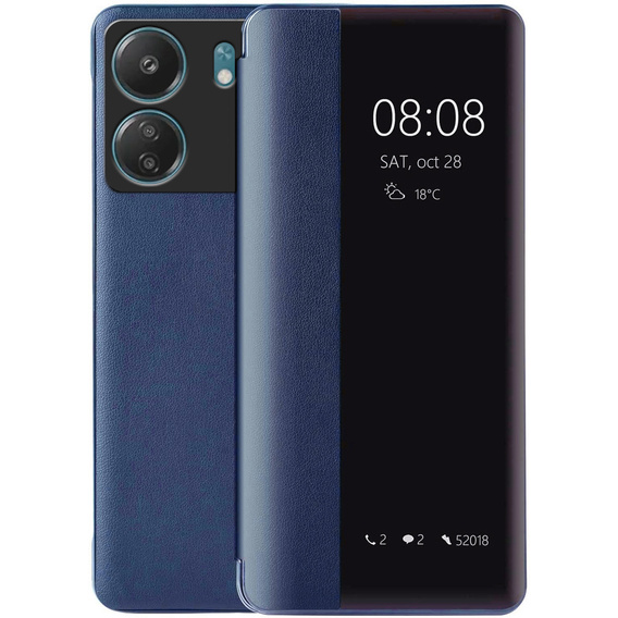Case for Xiaomi Redmi 13C / Poco C65, with Side View flap, blue