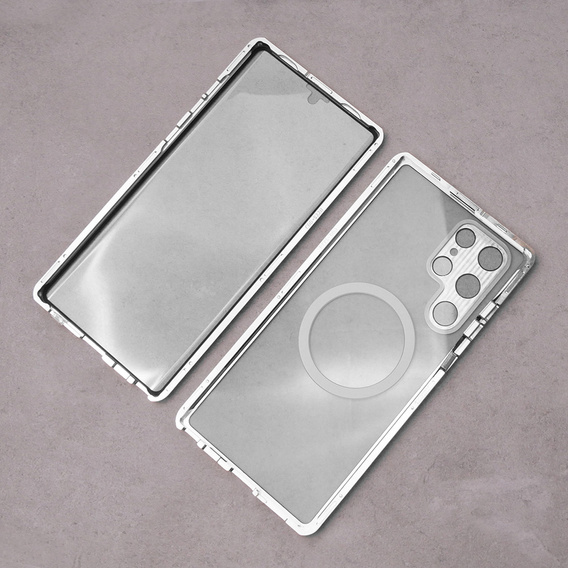 Magnetic Dual Glass MagSafe case for Samsung Galaxy S22 Ultra, silver