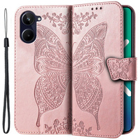 Flip case for Realme 10 4G, Butterfly, pink rose gold