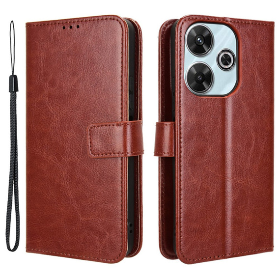 Flip case for Xiaomi Redmi 13, Crazy Horse Wallet, brown