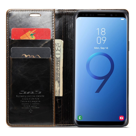 CASEME flip case for Samsung Galaxy S9+ Plus, Waxy Textucoffee, coffee