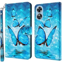 Flip case for Oppo A17, Wallet Light Spots Decor Butterfly, blue