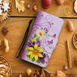Flip case for Xiaomi Redmi 13C / Poco C65, Wallet, Flowers and Butterflies, purple