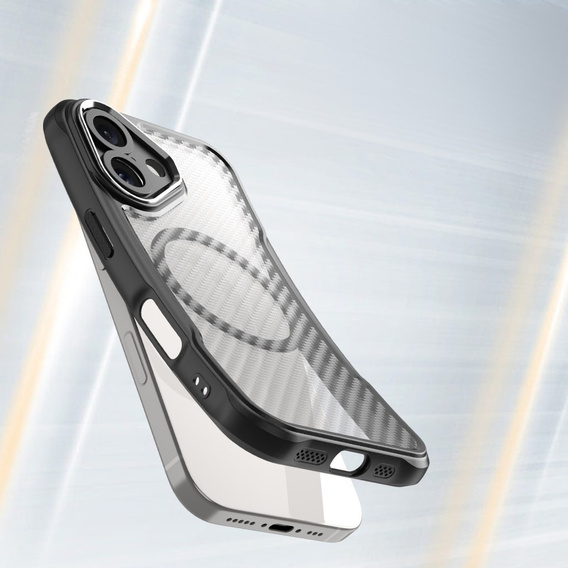 Case for iPhone 16, Fusion Hybrid Carbon, for MagSafe, black