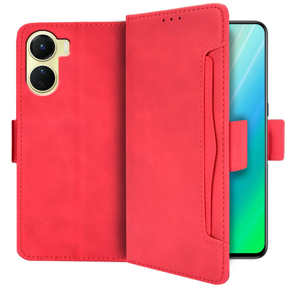 Flip case for Vivo Y16 4G, Card Slot, red