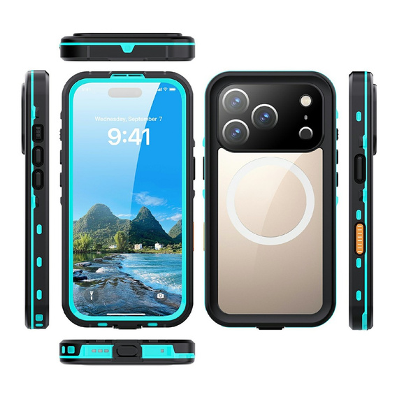 Case for iPhone 17 Pro, Waterproof IP68, SHELLBOX MagSafe, blue