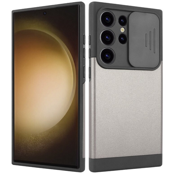 Case for Samsung Galaxy S24 Ultra, ERBORD MagProtect Slide Camera, gray gunmetal