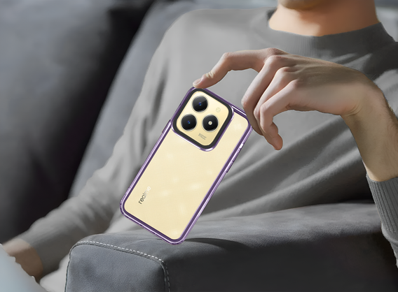 Case for Realme C61, Fusion Hybrid, transparent / purple