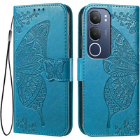 Flip case for Vivo Y19s, Butterfly, blue