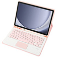 Case + keyboard Samsung Galaxy Tab A9+, Leather Pen Slot TouchPad, pink