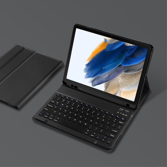 Case + keyboard Samsung Galaxy Tab A8 10.5, Leather Pen Slot, black