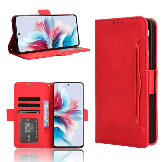 Flip case for Oppo Reno 11F 5G, Card Slot, red