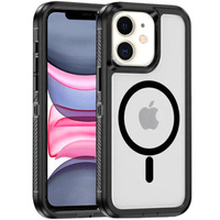 Case with frame for iPhone 11, for MagSafe, transparent / black