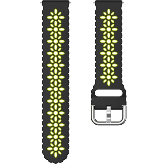 Universal 20mm Soft Hollowed-out Silicone Strap, black/green