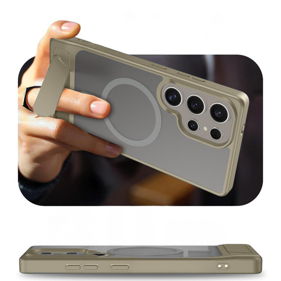 Case for Samsung Galaxy S25 Ultra, Kickstand Matt Case, for MagSafe, grey